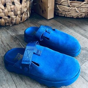 Sorel Blue Suede Mules